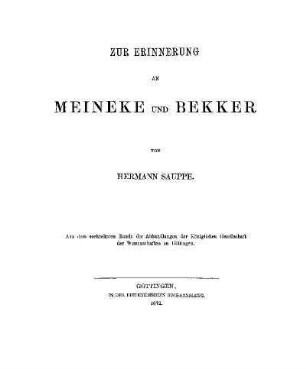 Zur Erinnerung an Meineke und Bekker
