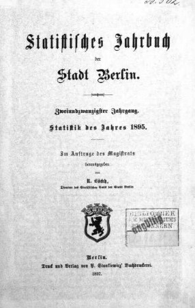 22.1895: Statistisches Jahrbuch der Stadt Berlin