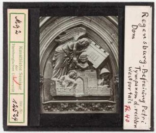 Regensburg: Dom, rechtes Westportal, Tympanon, Befreiung Petri