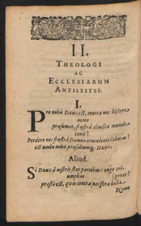 II. Theologi Ac Ecclesiarum Antistites.