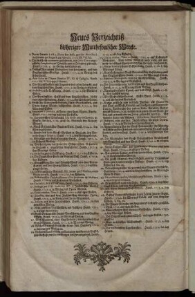 Neues Verzeichniß bisheriger Matthesonischer Wercke.