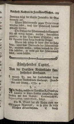 Fünfzehendes Capitel. Von der Teutschen Reichsstände Landeshoheit überhaupt.