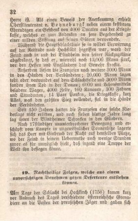 19. Nachtheilige Folgen, welche aus einem unvorsichtigen Benehmen gegen Deserteure entstehen können.