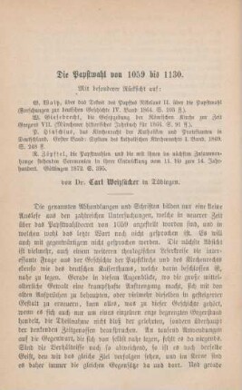 486-551 Die Papstwahl von 1059 bis 1130