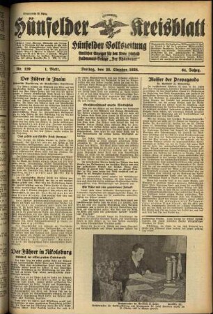 Erste Ausgabe vom Freitag, den 28. Oktober 1938.