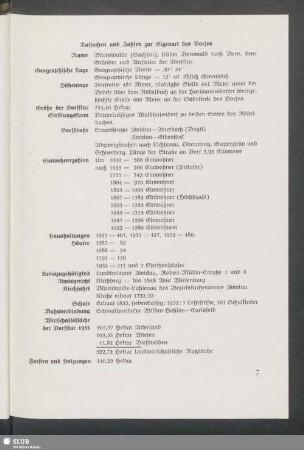 Tatsachen und Zahlen zur Eigenart des Dorfes
