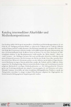 Katalog intermediärer Altarbilder und Medienkompositionen