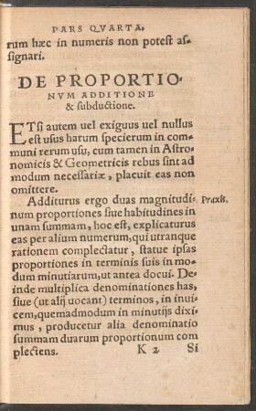 De Proportionum Additione & subductione.