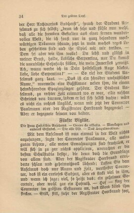 Fünfte Vigilie. Die Frau Hofräthin Anselmus …