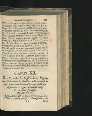 Caput XII. De IV. Archi-Officialibus Regni, seu electoribus secularibus ...