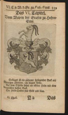 Das VI. Capitel. Vom Wapen der Grafen zu Hohen-Ems