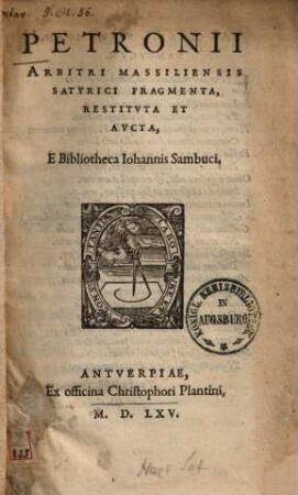 Fragmenta, restituta et aucta : e bibliotheca Johannis Sambuci