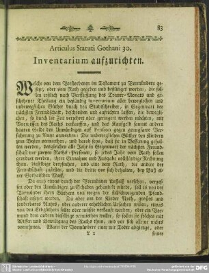 Articulus Statuti Gothani 30. Inventarium aufzurichten