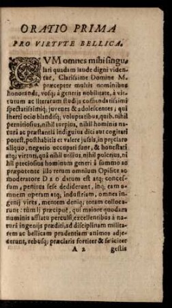 Oratio Prima. Pro Virtute Bellica.