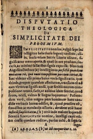 Dispvtatio Theologica De Simplicitate Dei