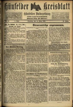 Erste Ausgabe vom Samstag, den 14. März 1931.