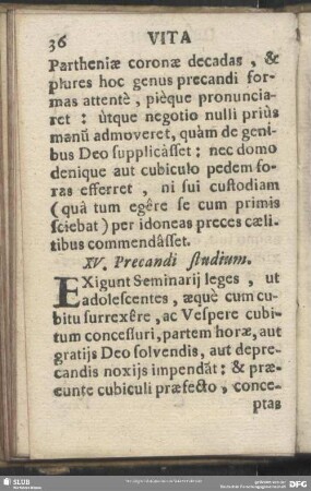 XV. Precandi studium