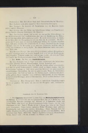 8. Sonnabend, den 18. November 1911.