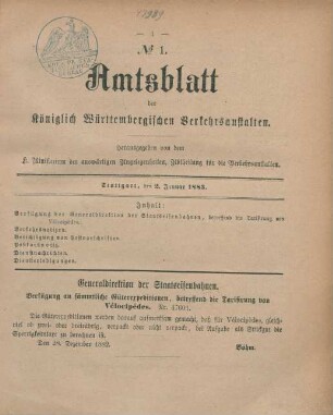 2. Januar-31. Dezember 1883 = No. 1-173