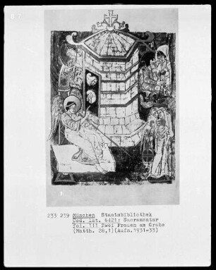 Sakramentar aus Freising — Zwei Frauen am Grabe, Folio 111recto