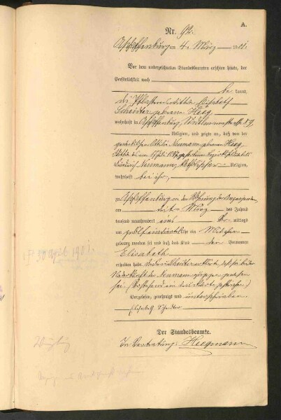 Standesamtsbuch der Stadt Aschaffenburg: Geburten 365/1900 - 184/1901