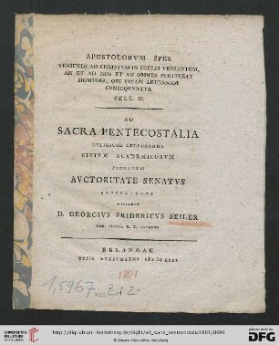 Ad sacra pentecostalia religiose celebranda civium academicorum pietatem auctoritate senatus excitaturus
