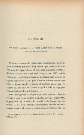 Chapitre VIII. Les droits d'auteur de la femme mariée sous le régime exclusif de communauté
