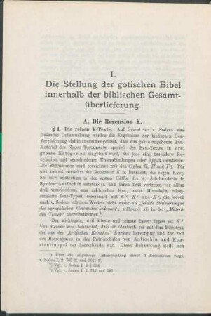 I. Die Stellung der gotischen Bibel innerhalb der biblischen Gesamtüberlieferung.