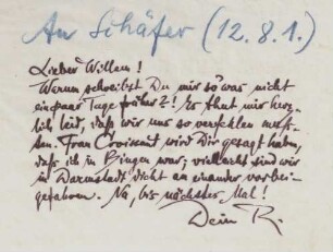 Brief an Wilhelm Schäfer