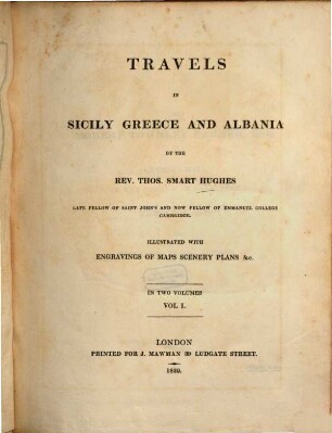 Travels in Sicily, Greece and Albania, 1 (1820)