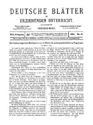 Der Lehrer lege kein Herbarium an, er führe ein naturgeschichtliches Tagebuch