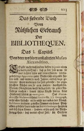 Das siebende Buch Vom Nützlichen Gebrauch Der Bibliotheque.