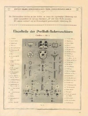 Einzelteile der Preßluft-Bohrmaschinen