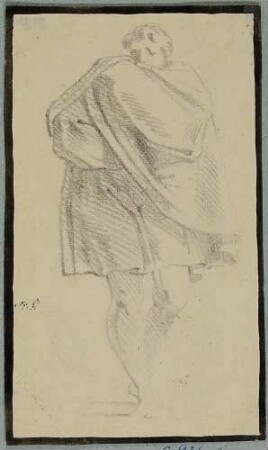 Figurenstudie, in einen Mantel gehüllt