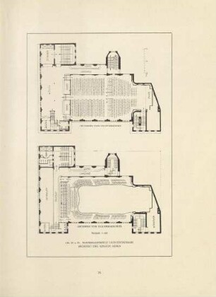 Abb. 20 u. 21. Kammerlichtspiele Tauentzienstrasse. Architekt Emil Schaudt, Berlin. Grundriss vom Hauptgeschoss, Grundriss vom Galleriegeschoss