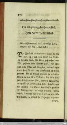 Ein und zwanzigstes Hauptstück. Von der Arbeitsamkeit