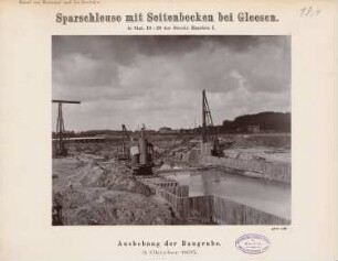 Dortmund-Ems-Kanal. Sparschleuse mit Seitenbecken, Gleesen: Ausheben der Baugrube