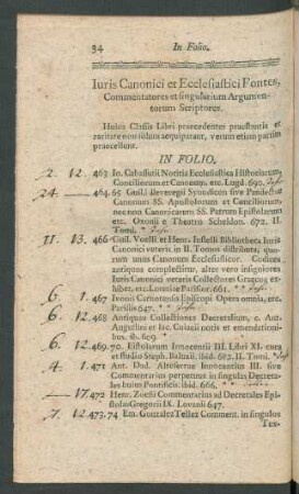 Iuris Canonici et Ecclesiastici Fontes, Commentatores et singularium Argumentorum Scriptores