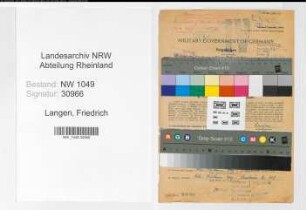 Entnazifizierung Friedrich Langen , geb. 11.12.1905 (Finanzangestellter)