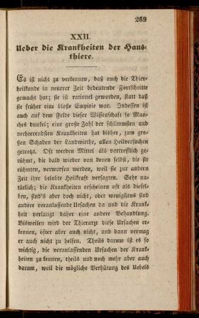 XXII. Ueber die Krankheiten der Hausthiere