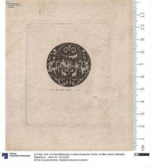 5) Folge: Oval- und Rundfüllungen in unterschiedlicher Größe, inmitten antike Gottheiten. S[tephanvs]. F[ecit]. (eigenhändige Wiederholung).