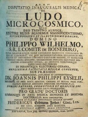 Dissertatio Inauguralis Medica, De Ludo Microcosmico