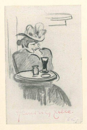 Sitzende Frau am Tisch