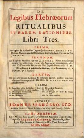 De Legibus Hebræorum Ritualibus Et Earum Rationibus : Libri Tres