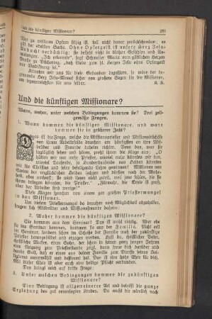 Und die künftigen Missionare?