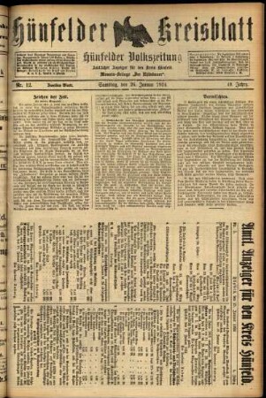 Zweite Ausgabe vom Samstag, den 26. Januar 1924.
