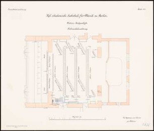 Hochschulen für Bildende Künste und für Musik, Berlin-Charlottenburg: Hochschule für Musik: Grundriss unteres Erdgeschoss, Bühnenbeleuchtung 1:50
