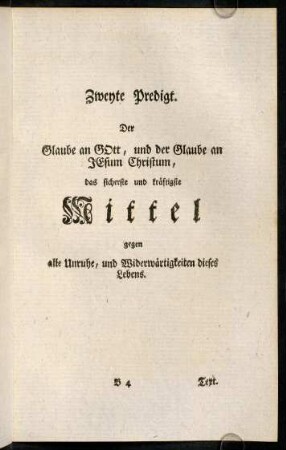 23-44, Zweyte Predigt. Der Glaube an Gott, ... Zweyte Predigt über diesen Text.