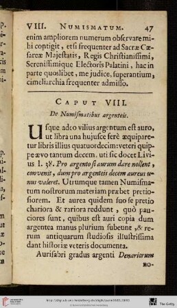 Caput VIII: De Numismatibus argenteis