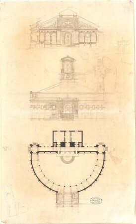 Leins, Christian Friedrich von; Italien; Reiseskizzen - Kirche (Grundriss, Ansicht, Schnitt)